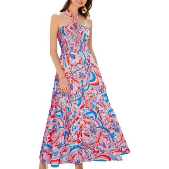 Dresses & Skirts - Women's Summer Dresses Halter Neck Sleeveless Pink Blue